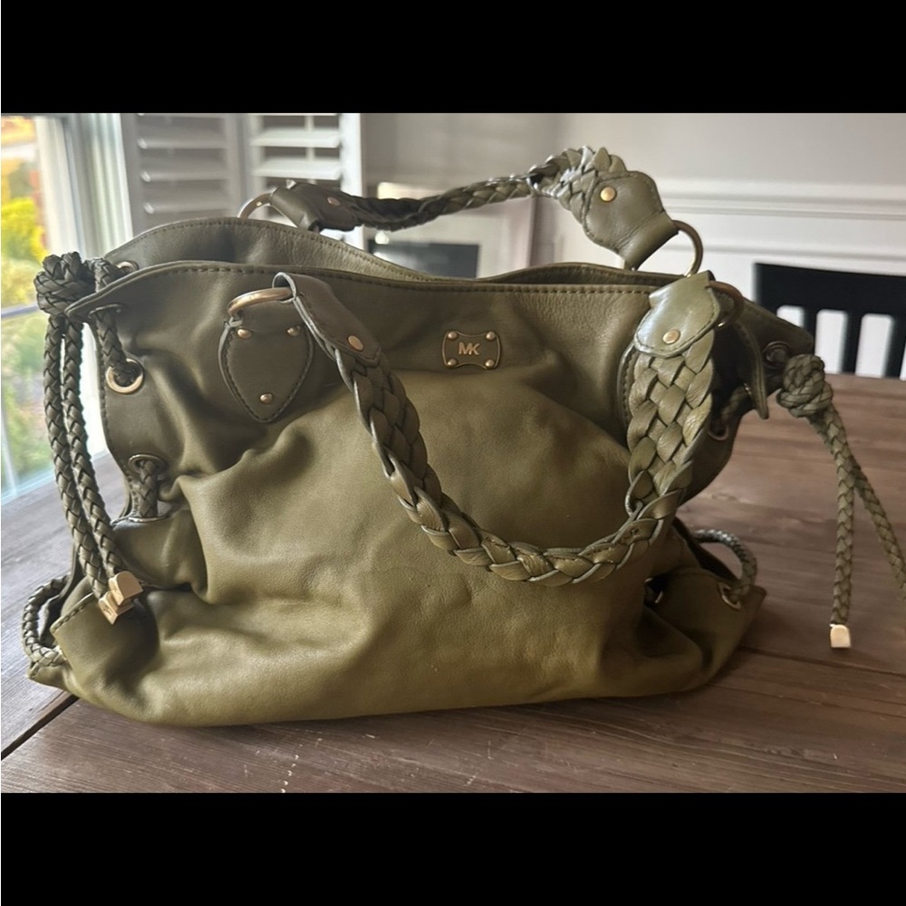 Michael Kors Braided Handle Shoulder Bag in Olive